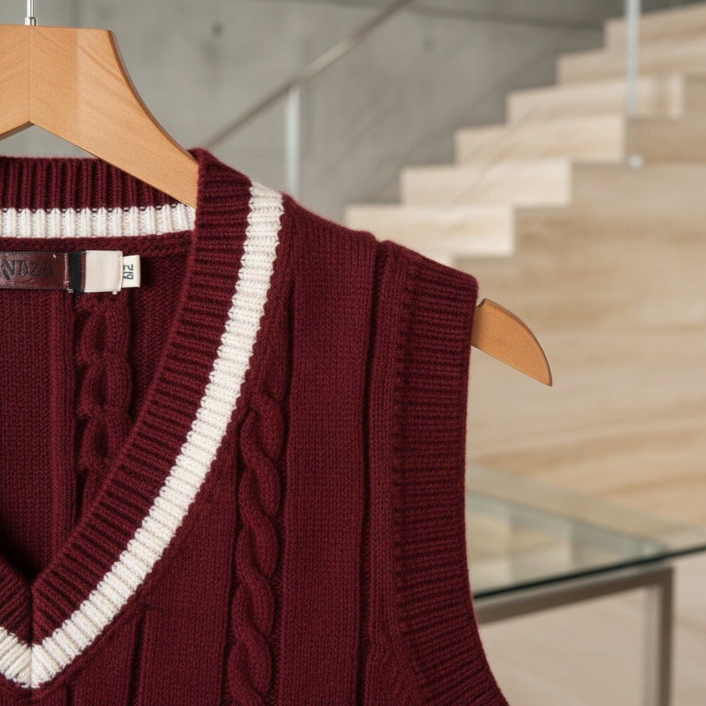 The Henley Cable Knit Vest