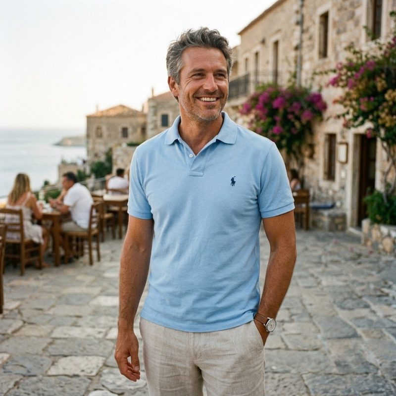 Heritage Polo Shirt worn on a summer afternoon